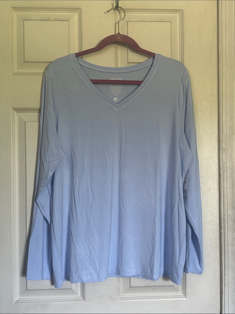 NWT Nine West essential soft spun long sleeve v neck t-shirt size 0X